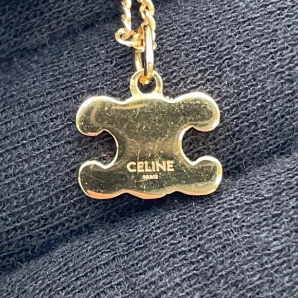 CELINE Triomphe Necklace Gold Plated/Rhinestone Gold 460GB6BZI - Picture 8 of 11